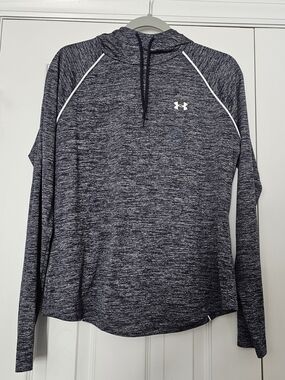 Under Armour Women's Heathered Navy Blue Hooded Pullover